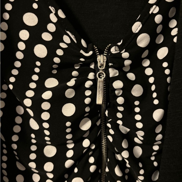Polka dot faux jacket zippered blouse - Picture 5 of 7